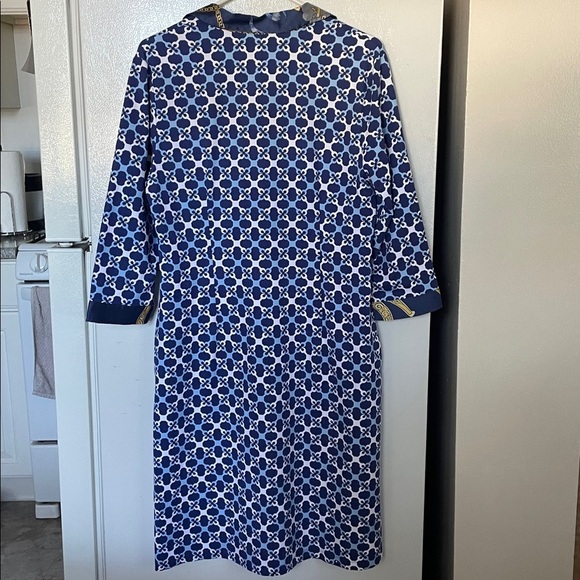 J. McLaughlin Large Elena Dress Navy Blue Essex Geo Catalina Cloth Pockets - Picture 6 of 6
